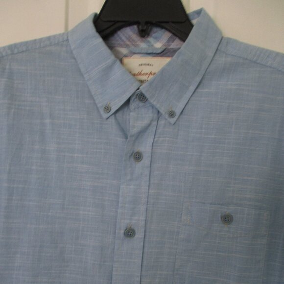 Weatherproof Vintage Mens S/S Blue Cotton Button Down Casual Shirt - Size Large - Picture 2 of 2